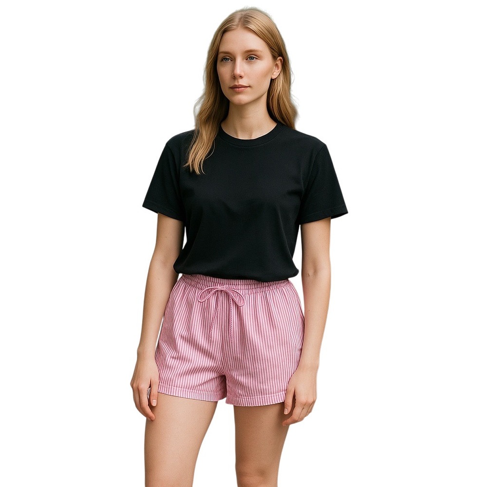 Princess Polly Pink‎ White Striped Lined Elastic Drawstring Shorts Size 2